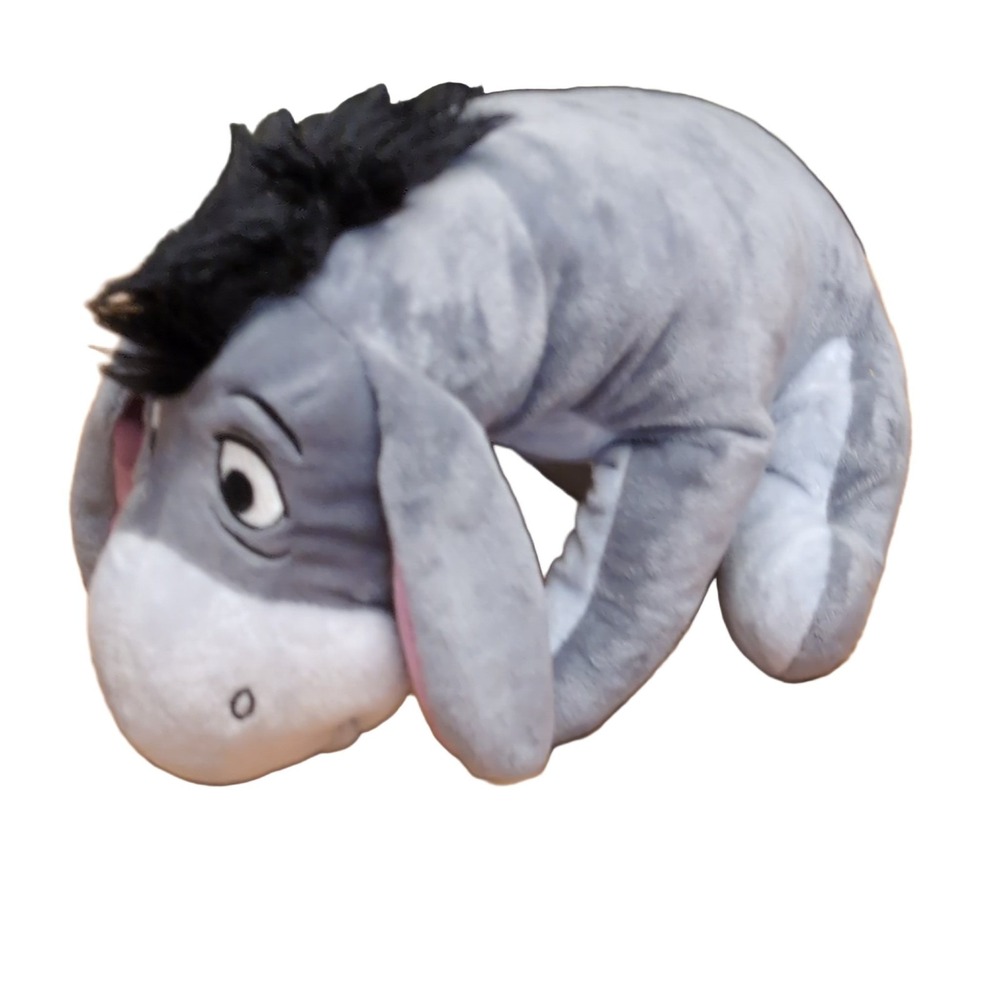 Disney Eeyore Plush Toy 15" Detachable Tail Winnie the Pooh Grey Pink